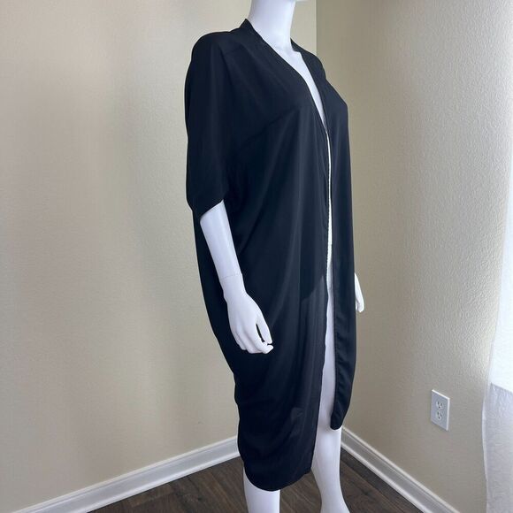 Melissa McCarthy Seven7 Womens Size S Black Sheer Cocoon Kimono Cardigan Minimal - Picture 8 of 15